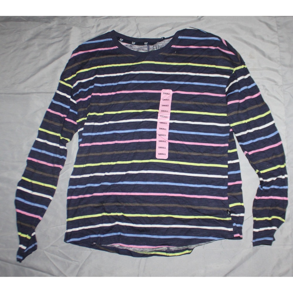 Women's Gap long sleeve crew neck Jersey tee multicolor stripe size Small